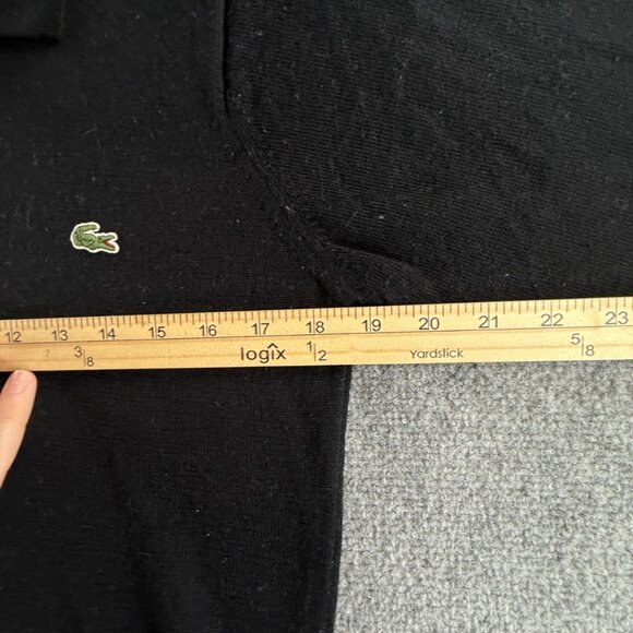 Lacoste Sweater Men Wool Size 2 Black Collared Preppy Knit Pullover Adult Logo - Picture 6 of 16
